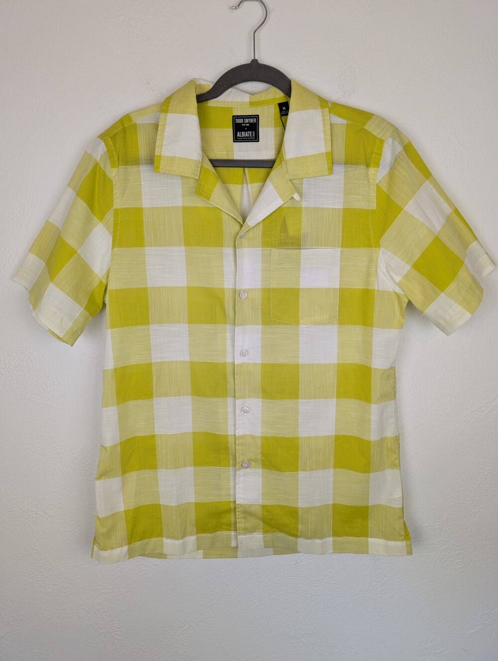Todd Snyder Albiate Camp Shirt Vintage Plaid Short Sleeves Yellow NWT Size M